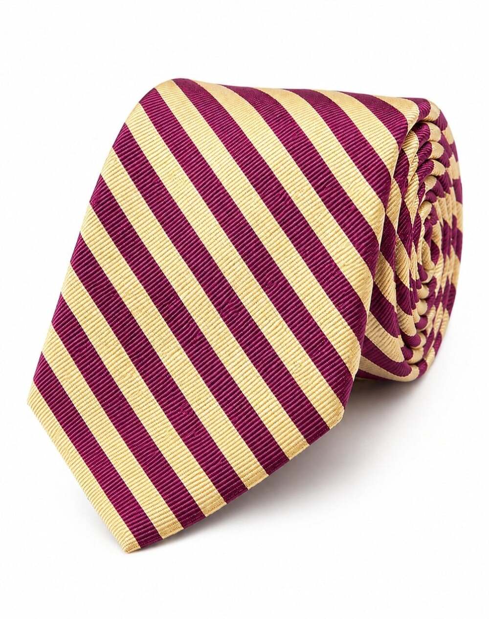 Huntington 100% Silk Tie Burgundy Gold Stripe Made USA Classic Ivy Trad Necktie